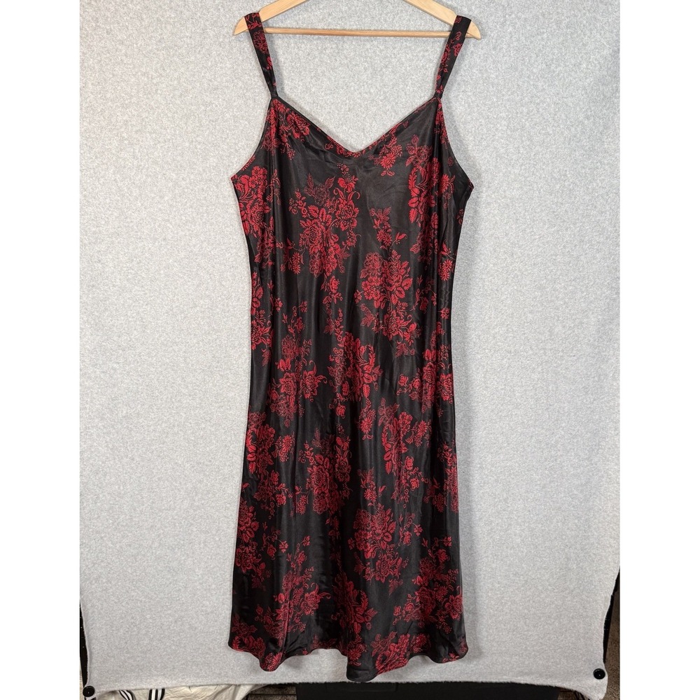 Morgan taylor intimates dress womens XXL black red floral midi Y2K Vintage